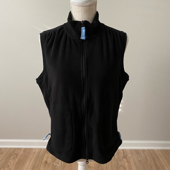 Black Zip Fleece Vest Light blue details - Picture 1 of 10